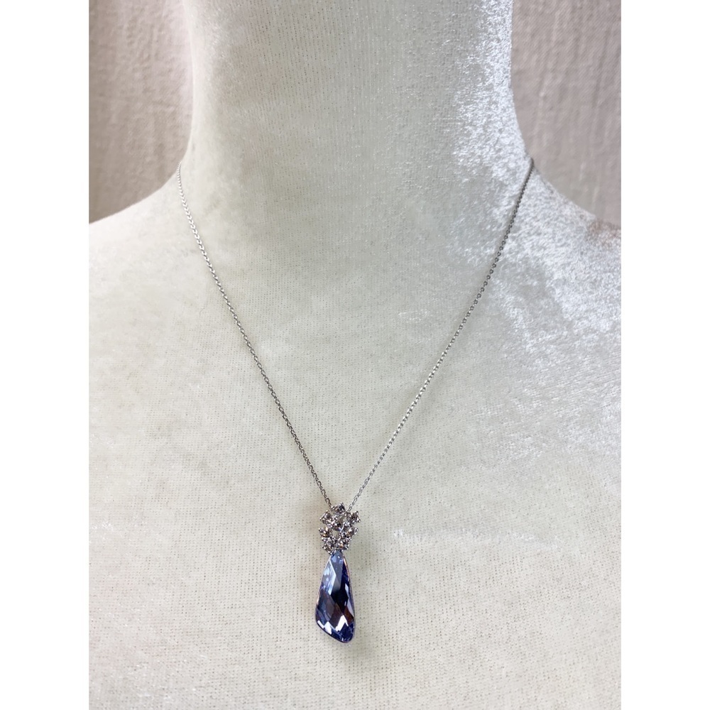 Purple crystal rhinestone pendant necklace